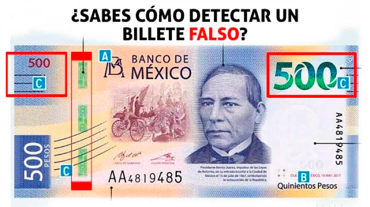 Alertan sobre circulación de billetes falsos de 500 pesos