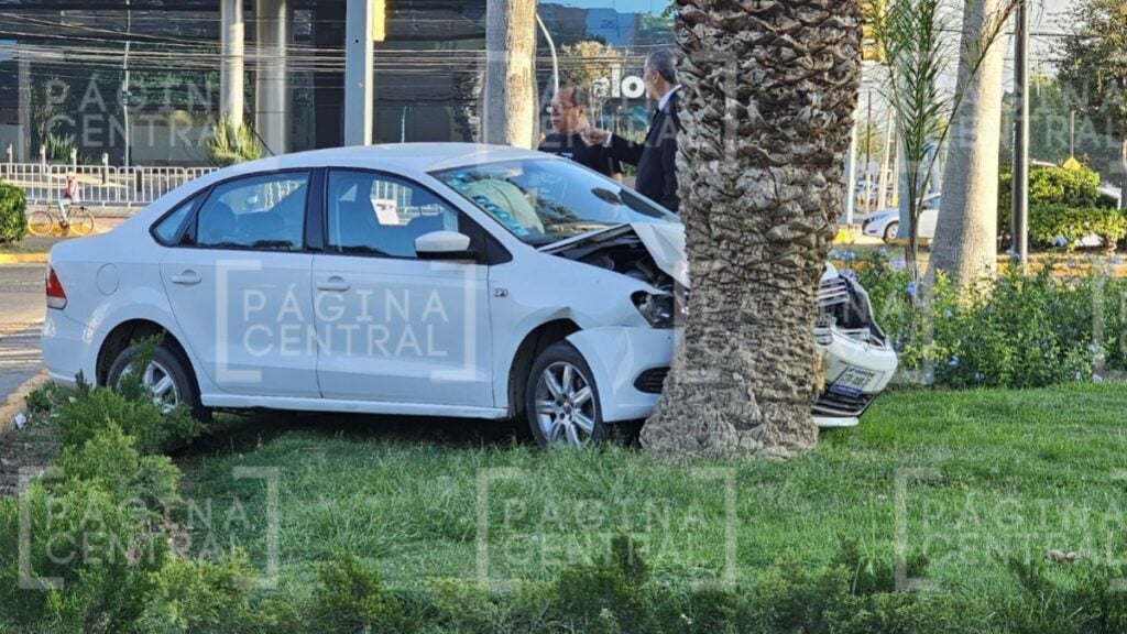 Conductora pierde control de auto y se registra choque con palmera