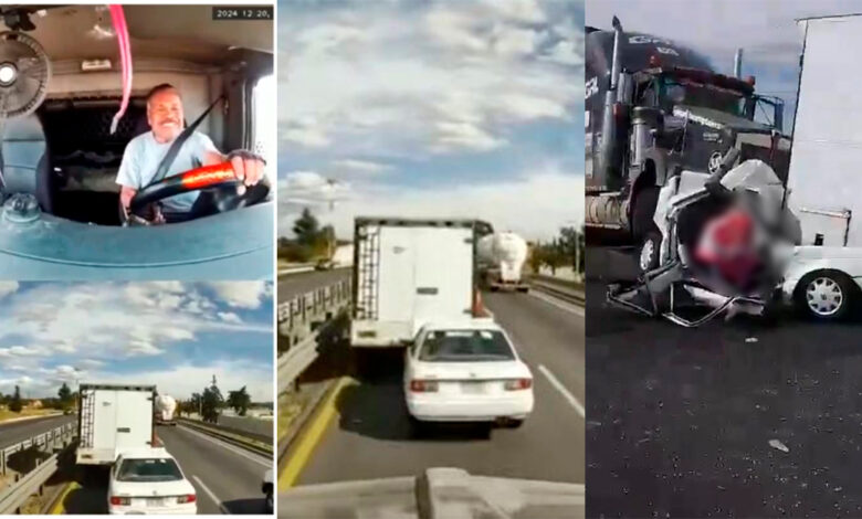 Puebla: Difunden video de tráiler sin frenos que aplasta a Tsuru