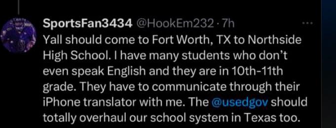 Texas: Maestro llama a migración para denunciar a sus estudiantes que no hablan inglés