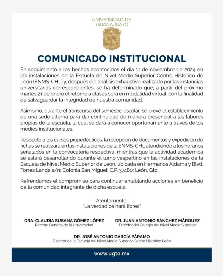 Continúan clases virtuales en Prepa Oficial UG de León tras incendio 