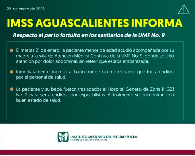 Jovencita da a luz en el baño de un hospital del IMSS Aguascalientes