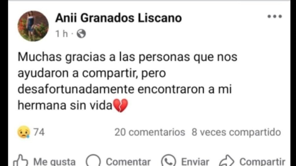 Familiares informaron de la muerte de Mayra Patricia.