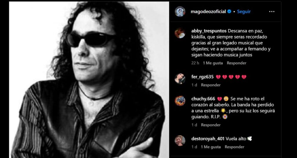 Sergio Cisneros, mejor conocido como "Kiskilla", ex tecladista de la banda española Mägo de Oz, falleció tras una larga lucha contra la Enfermedad Pulmonar Obstructiva Crónica (EPOC)