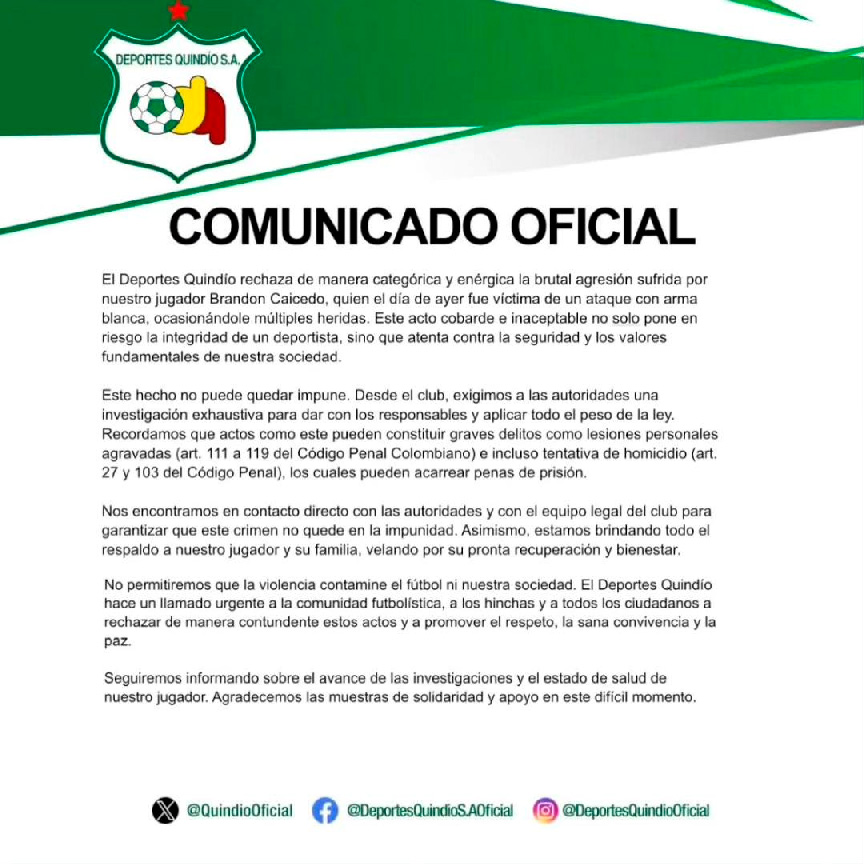 Colombia: Futbolista es apuñalado por seguidores de su equipo