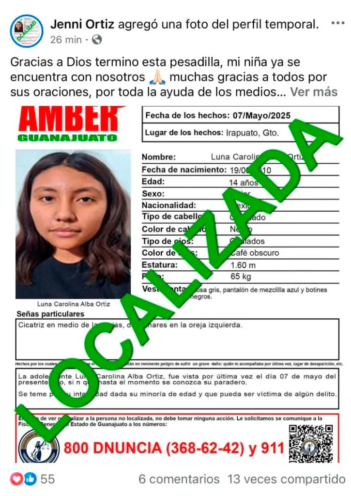 Irapuato: Luna Carolina esta en casa tras una semana de haber sido privada de su libertad